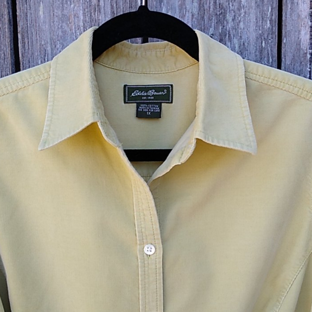 Shaped Corduroy Button-front Shirt Long Sleeve